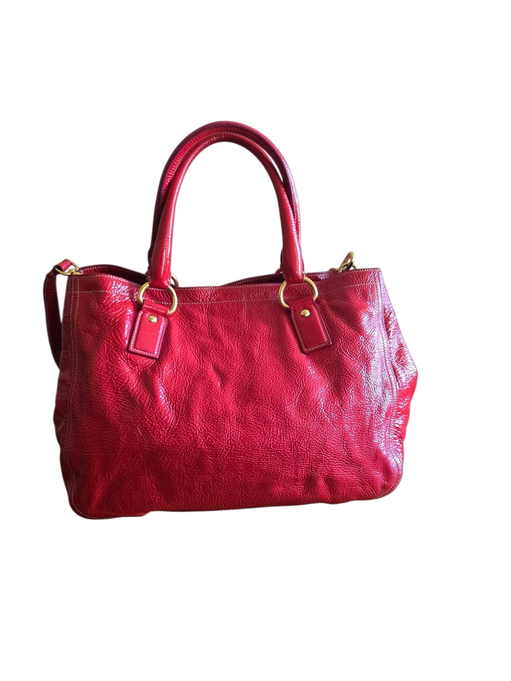 Prada Pink-Red Leather Shoulder Satchel with Gold Hardware - Picture 2 of 11